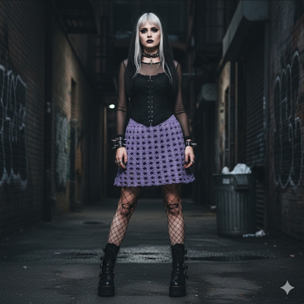 Handmade Lavender Crochet Mini Skirt
